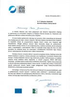 List od Prezesa Zarządu Lokalnej Grupy Działania - Zalew Zegrzyński skierowany do Burmistrza MiG Serock