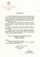 Dekret papieski potwierdzający patronat św. Wojciecha nad Serockiem przekazany w dn. 30.04.2017 r. przez Biskupa diecezji...