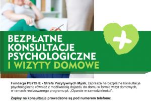 Plakat - bezpłatne konsultacje psychologiczne i wizyty domowe