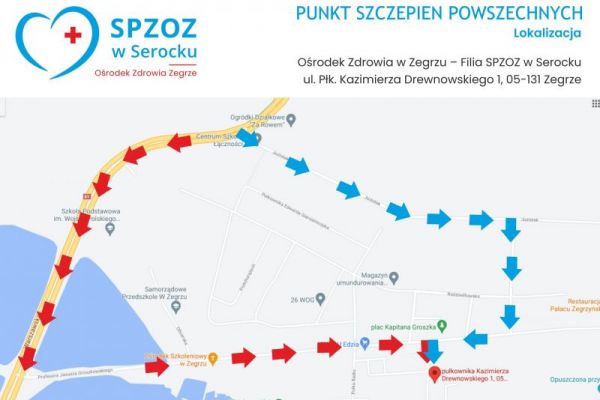 Zegrze - punkt szczepień mapka