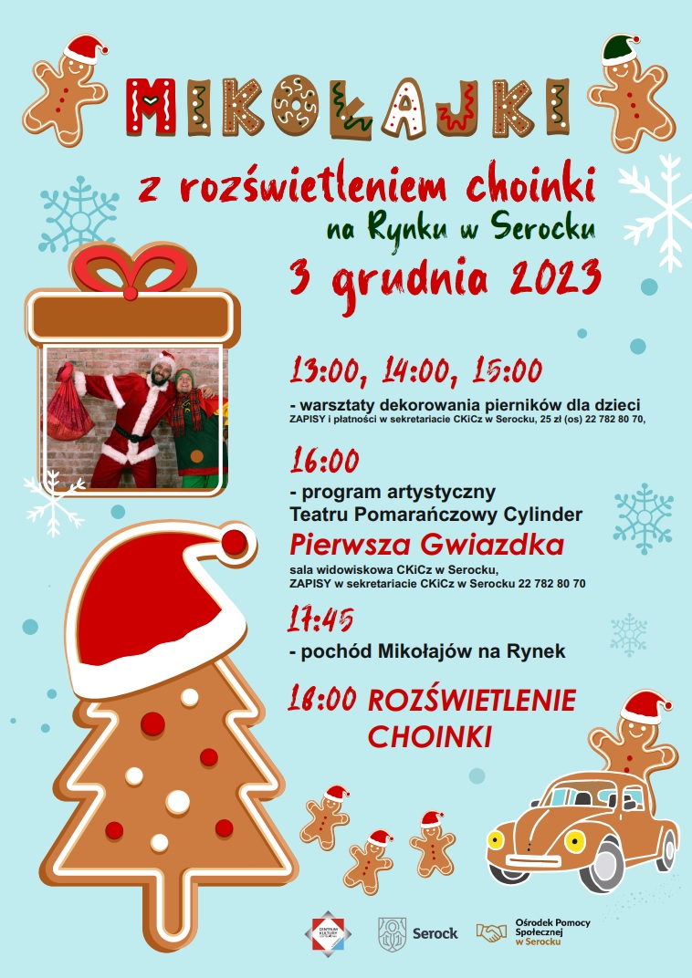 Mikołajki z roświetleniem choinki na rynku w Serocku
