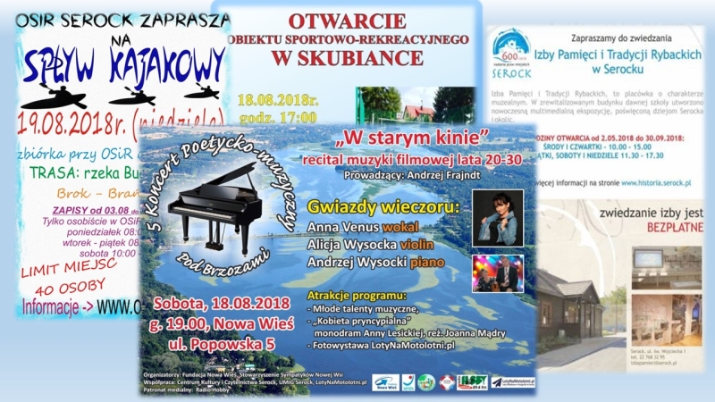 Weekendowe wydarzenia 18 - 19 sierpnia 2018 - zapraszamy