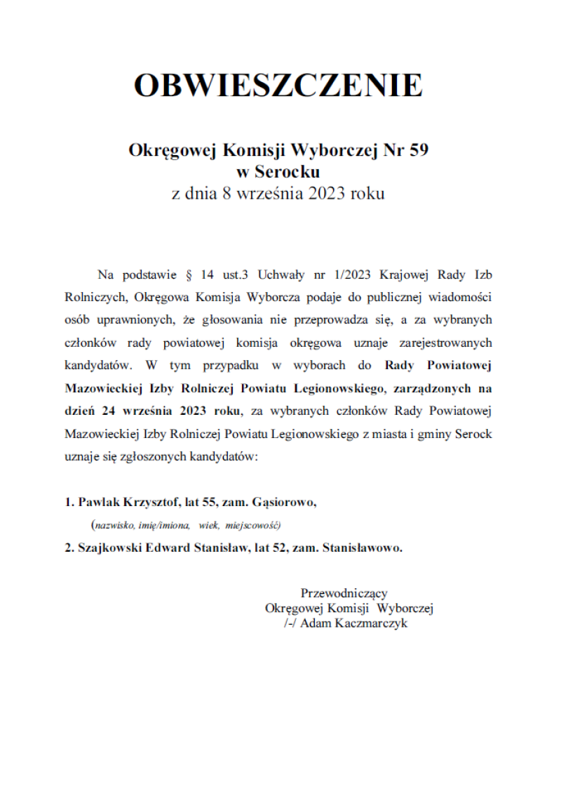 obwieszczenie