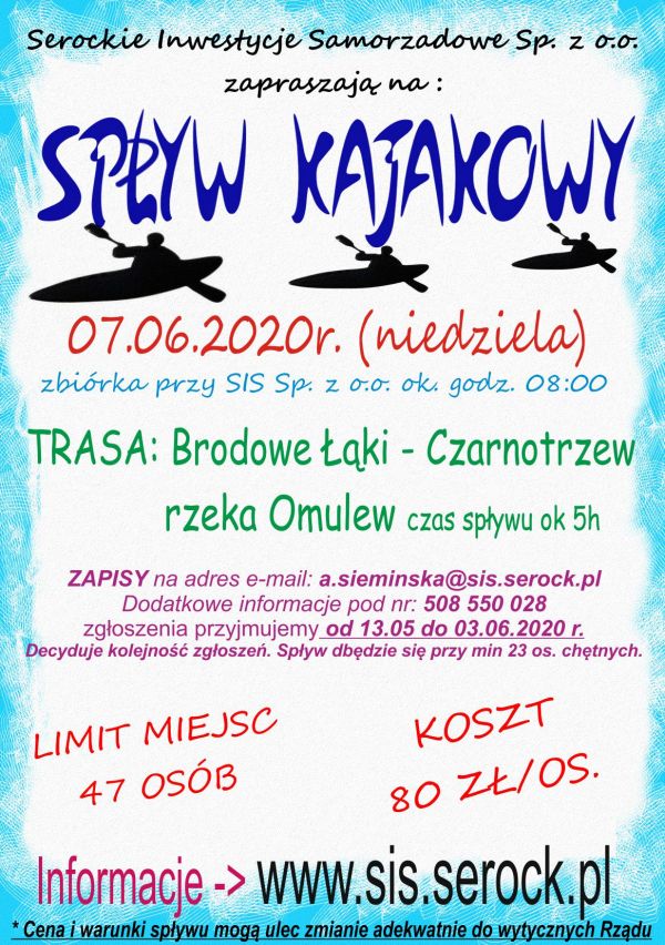 spływ kajakowy 6 czerwca